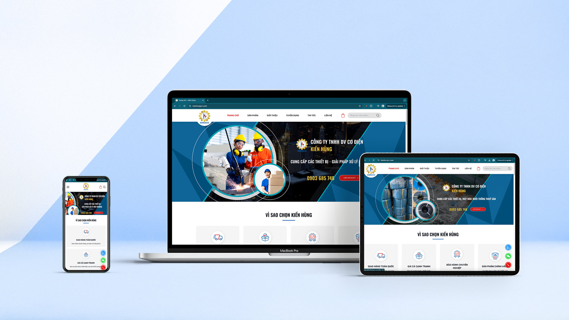Kiến Hùng giao diện website mockup máy tính