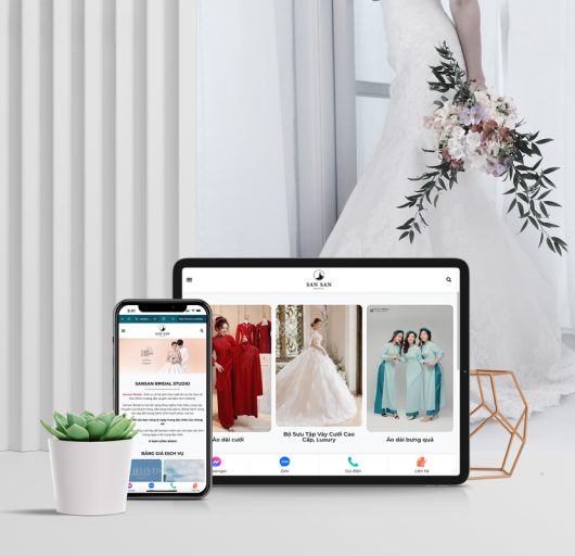 Sansan Bridal Studio giao diện website mockup mobile