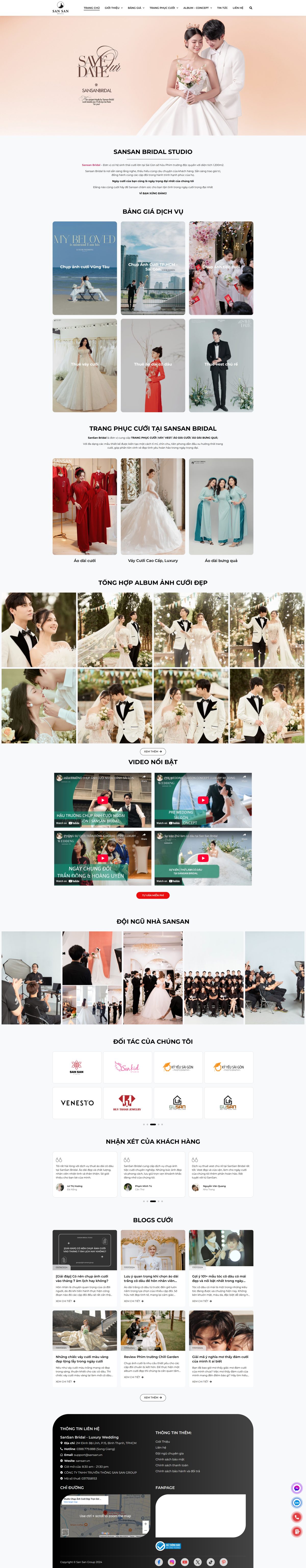 Sansan Bridal Studio giao diện máy tính