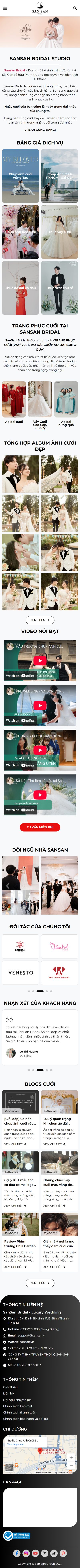 Sansan Bridal Studio giao diện mobile